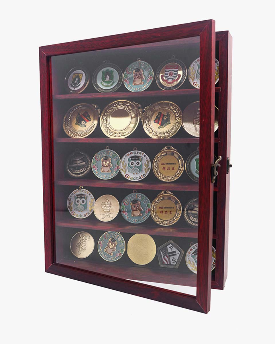 Red Shadow Box Frame Real Glass Window Door with Removable Shelves in 4 Sizes