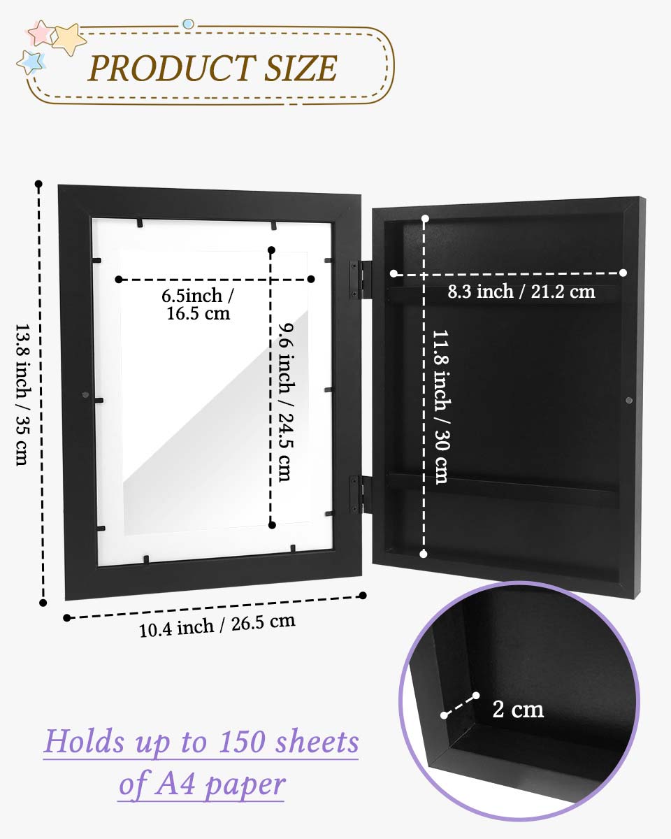 Black Front Opening Kids Artwork Display Frame for 50+ Pictures - 8.5x11