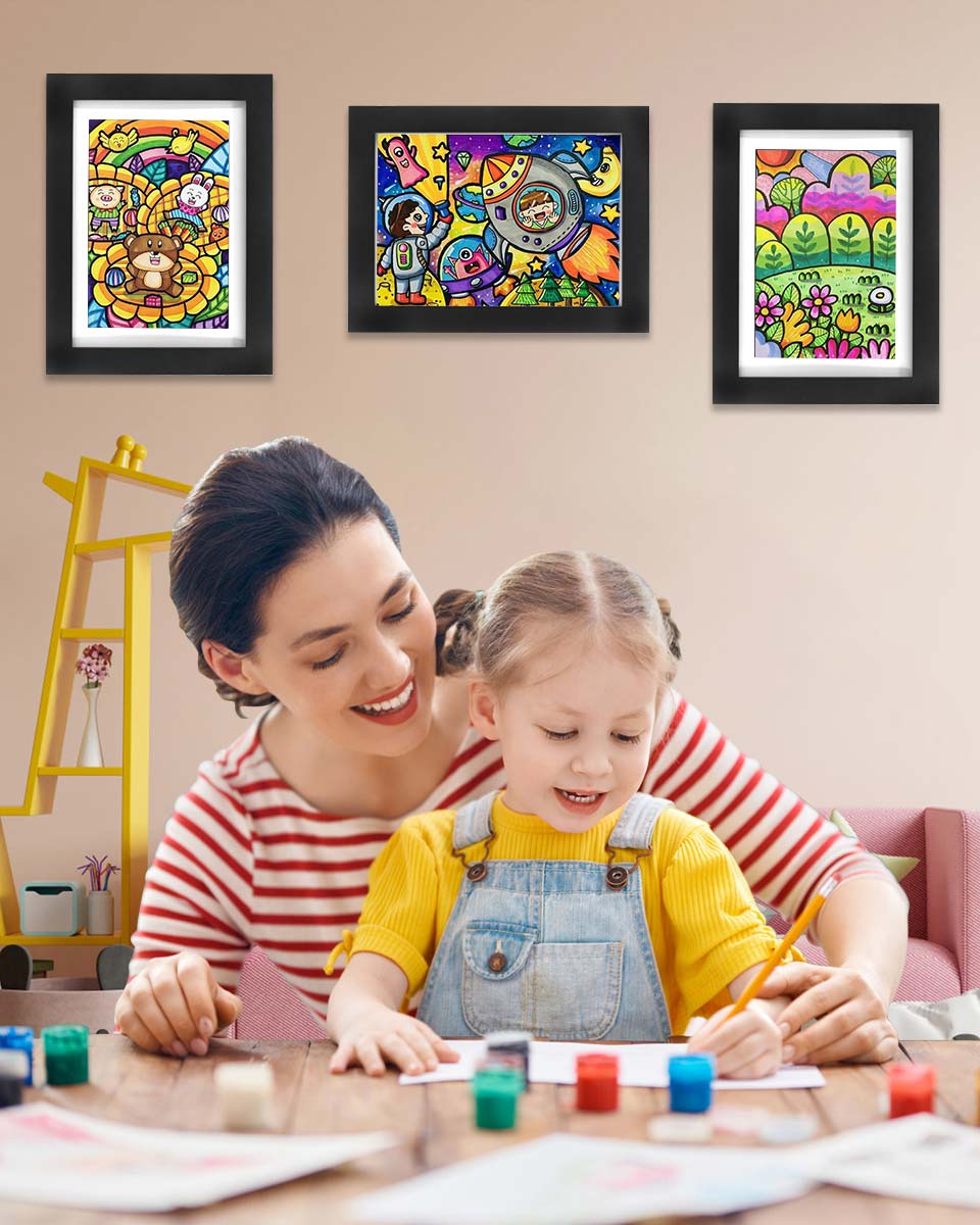 Black Front Opening Kids Artwork Display Frame for 50+ Pictures - 8.5x11