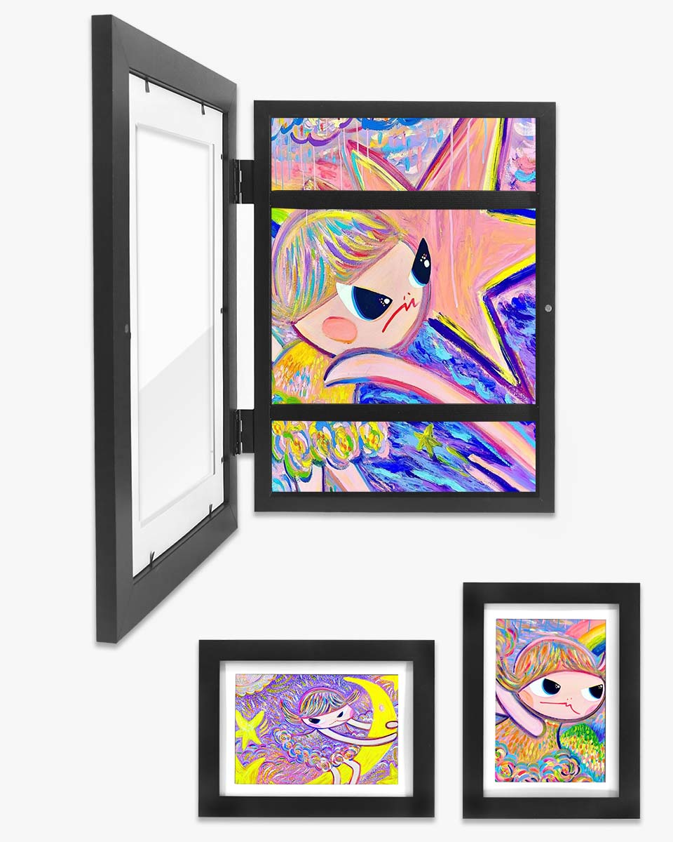 Black Front Opening Kids Artwork Display Frame for 50+ Pictures - 8.5x11