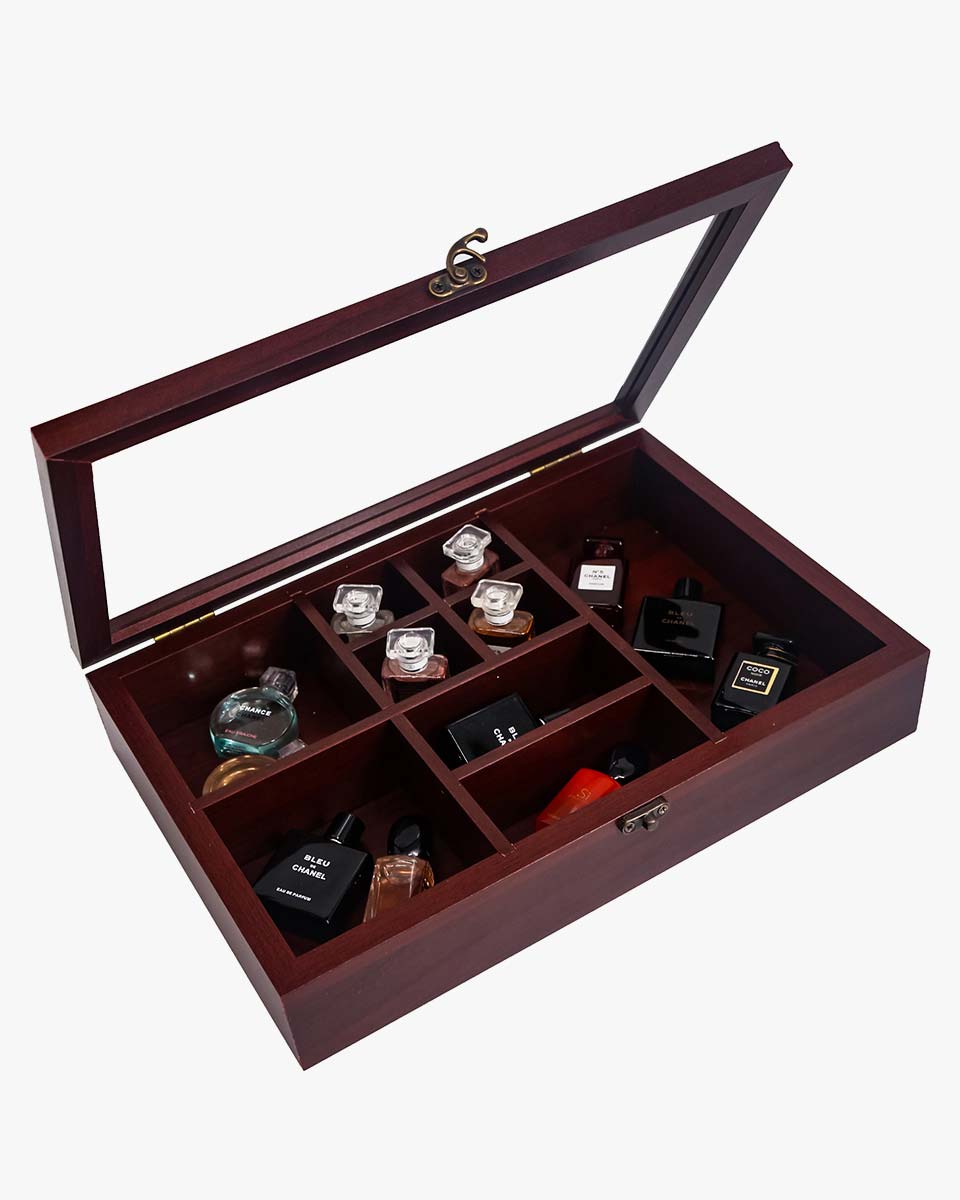 Rock Crystal Collection Box with Shelves - Onyx Opal Crystal Stand Dis