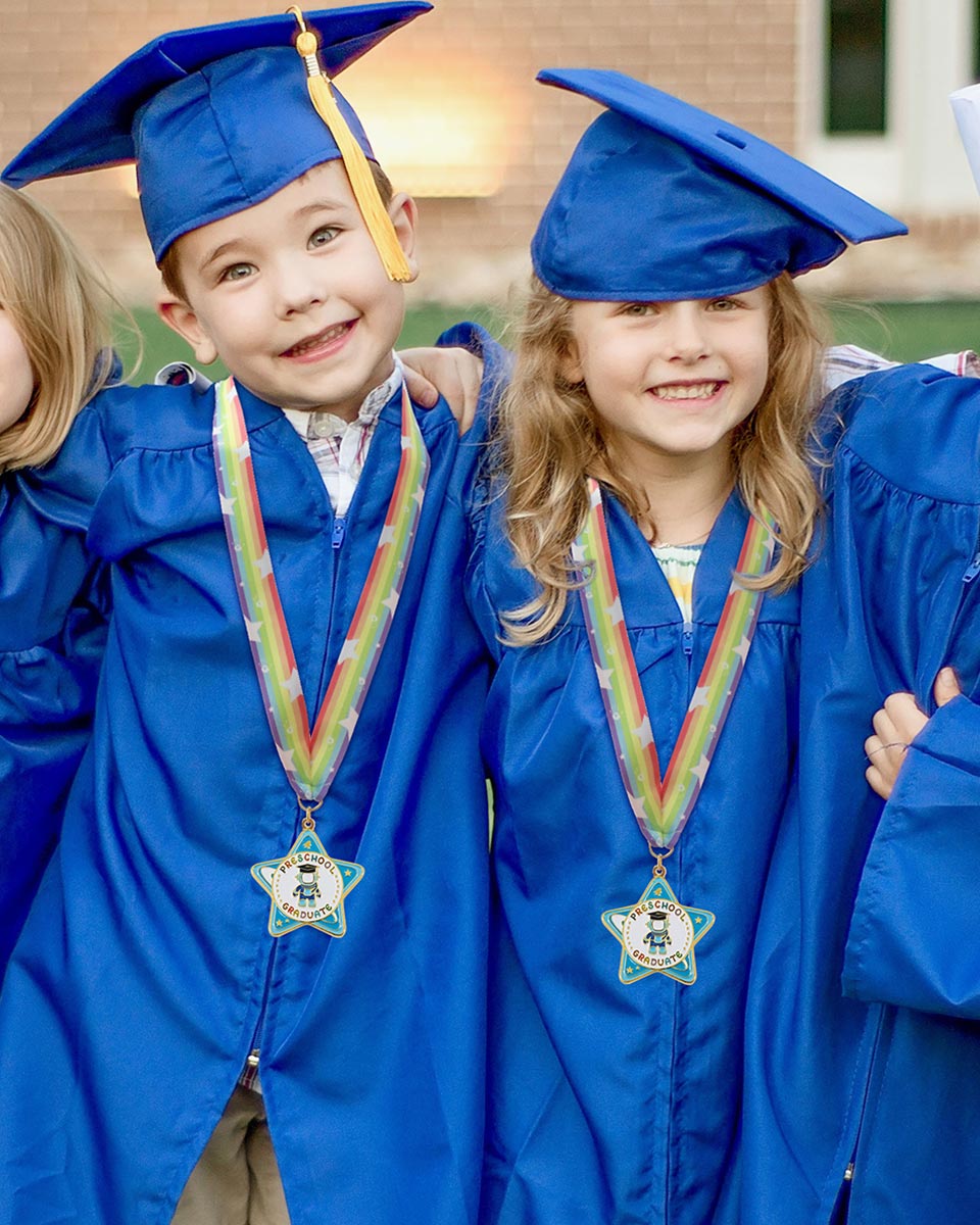 Preschool Graduation Astronaut Medal with Rainbow Neck Ribbon