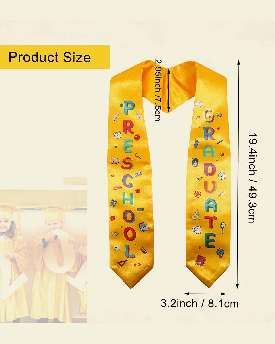 Preschool Graduation Printed Kids Sash Stole – 3 Colors Available