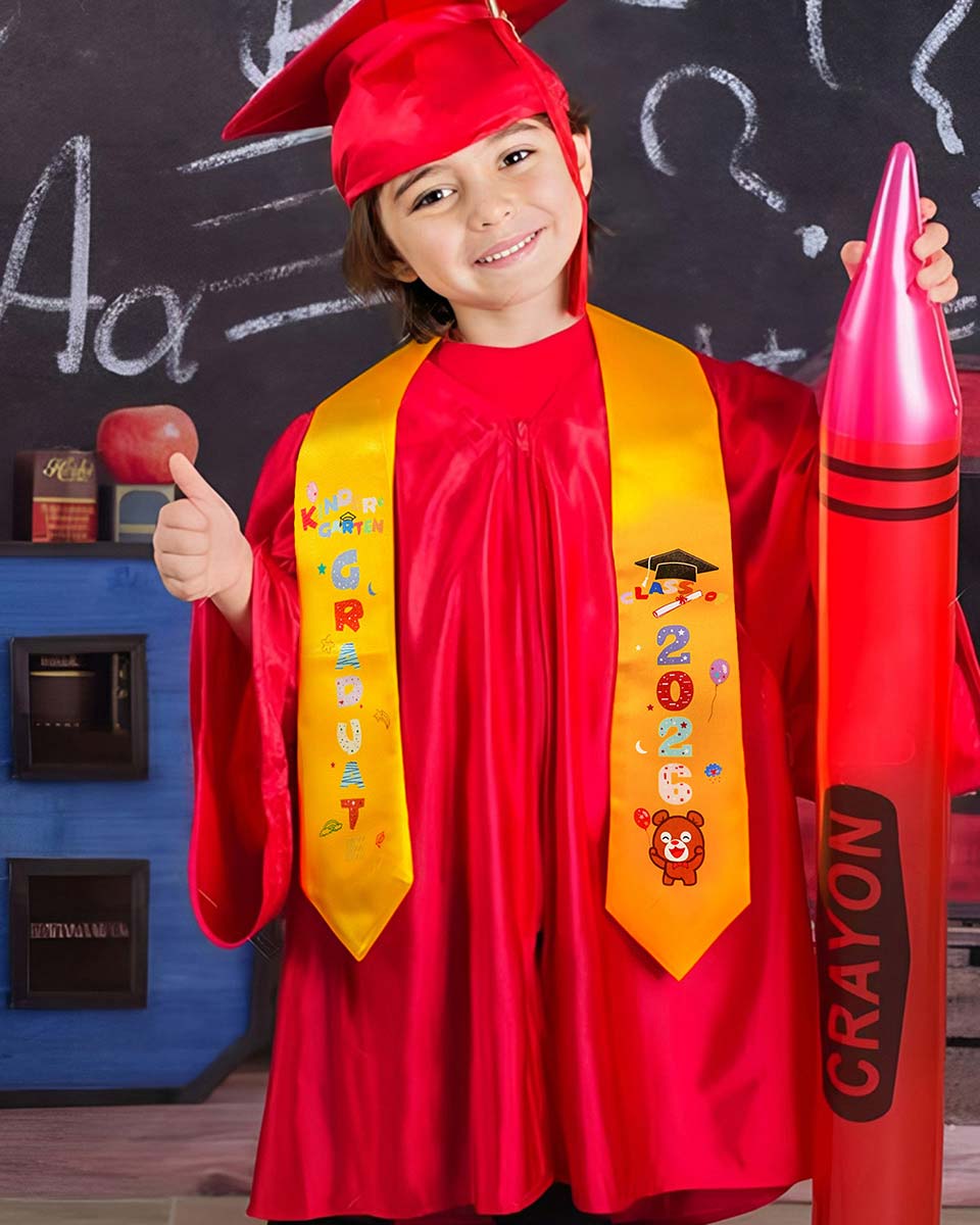 Class of 2026 Preschool Kindergarten Owl Printed Graduation Stole 50" Long - Various Colors & Styles Available