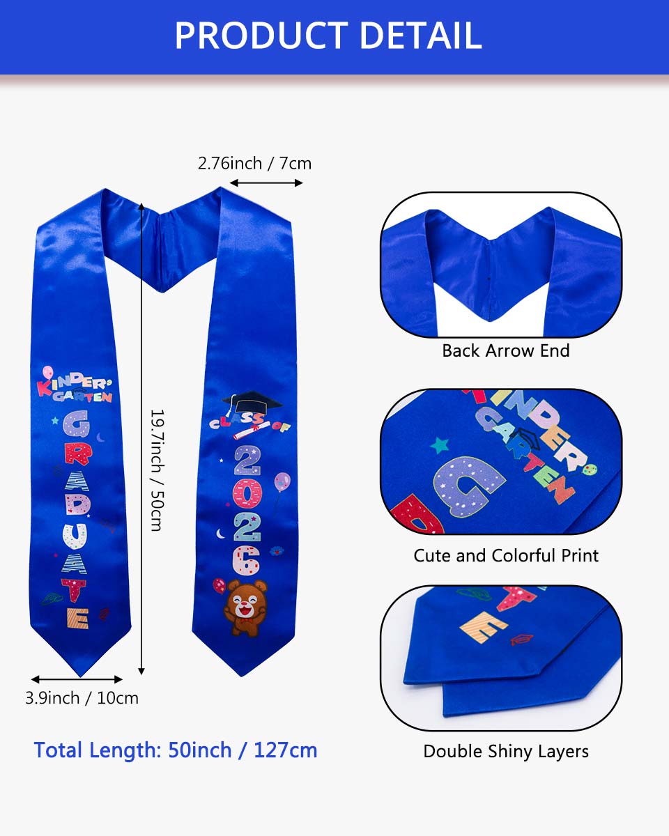 Class of 2026 Preschool Kindergarten Owl Printed Graduation Stole 50" Long - Various Colors & Styles Available