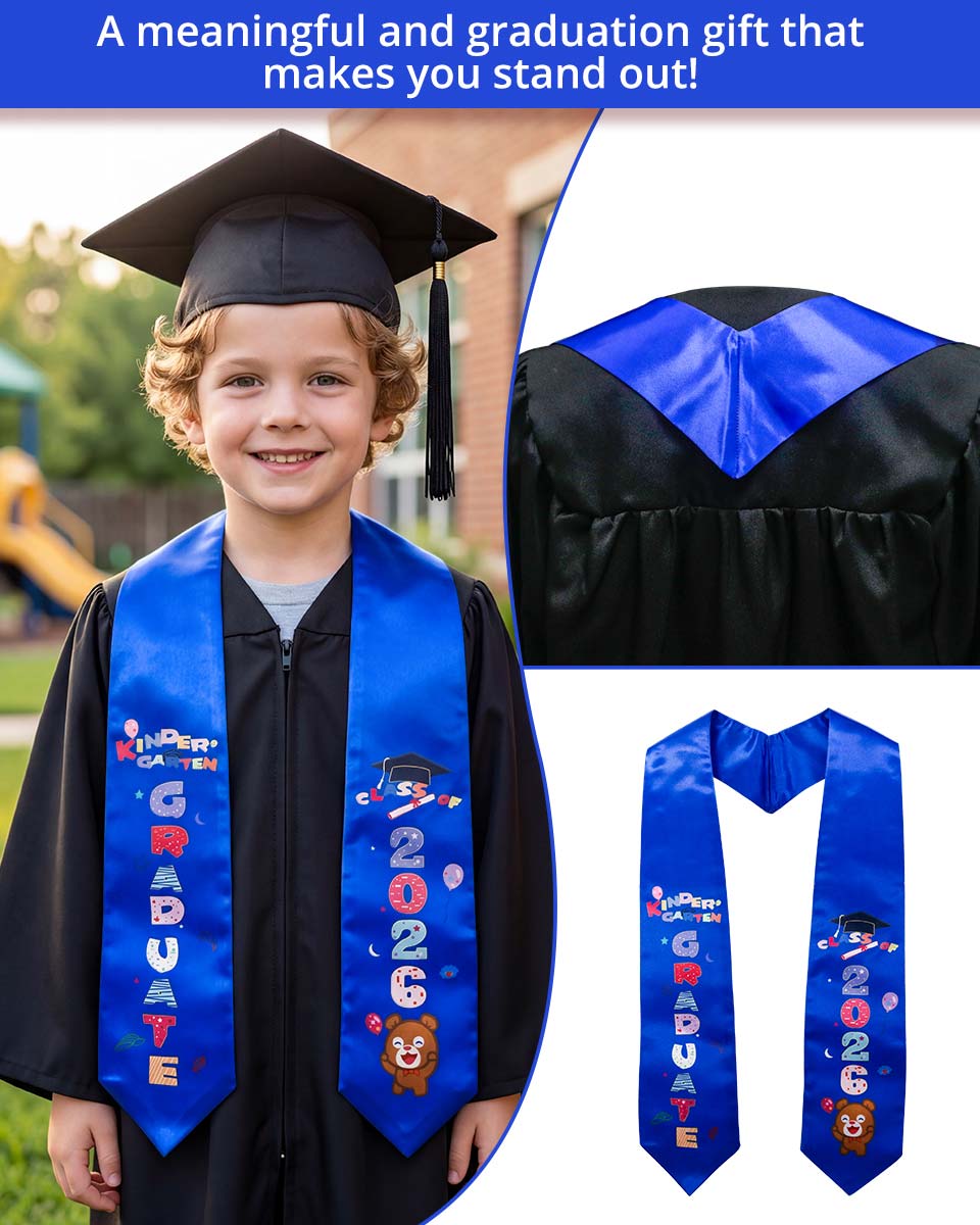 Class of 2026 Preschool Kindergarten Owl Printed Graduation Stole 50" Long - Various Colors & Styles Available