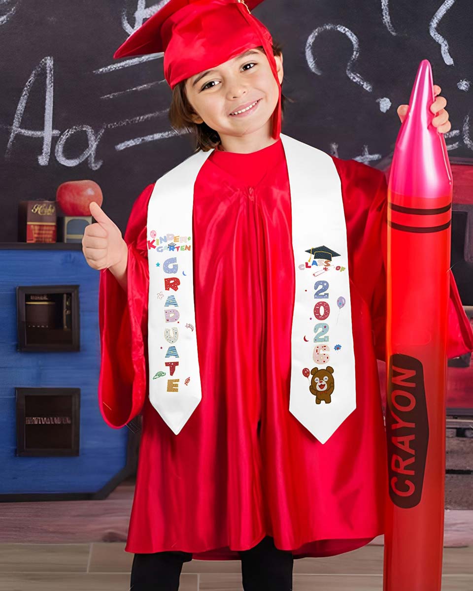 Class of 2026 Preschool Kindergarten Owl Printed Graduation Stole 50" Long - Various Colors & Styles Available