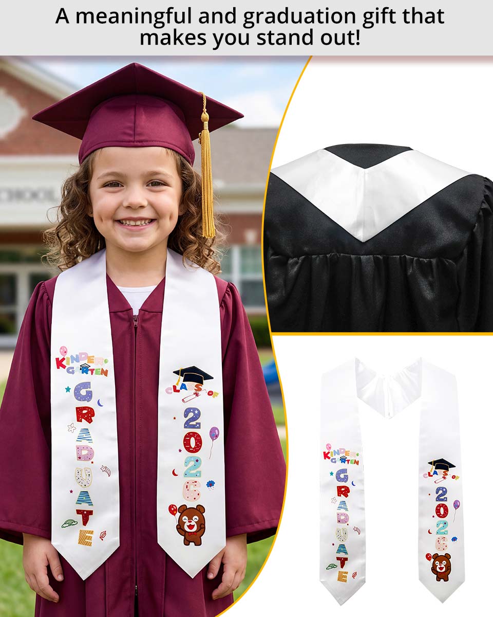 Class of 2026 Preschool Kindergarten Owl Printed Graduation Stole 50" Long - Various Colors & Styles Available