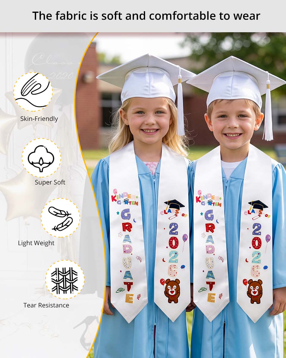 Class of 2026 Preschool Kindergarten Owl Printed Graduation Stole 50" Long - Various Colors & Styles Available