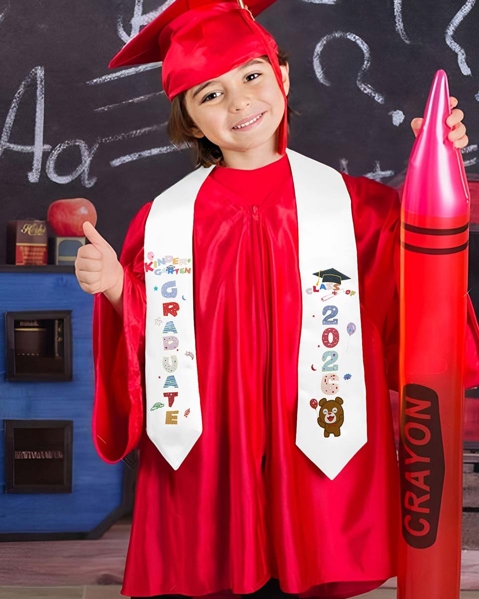 Class of 2026 Preschool Kindergarten Owl Printed Graduation Stole 50" Long - Various Colors & Styles Available