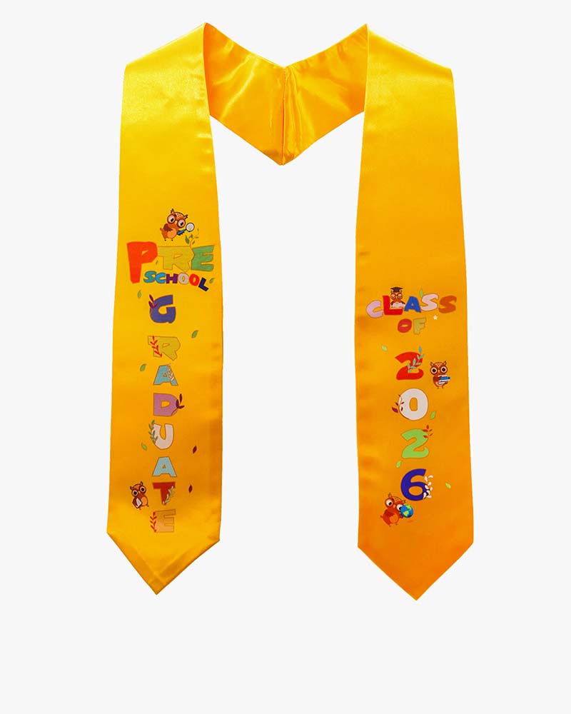 Class of 2026 Preschool Kindergarten Owl Printed Graduation Stole 50" Long - Various Colors & Styles Available