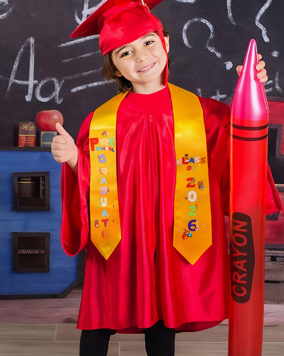 Class of 2026 Preschool Kindergarten Owl Printed Graduation Stole 50" Long - Various Colors & Styles Available