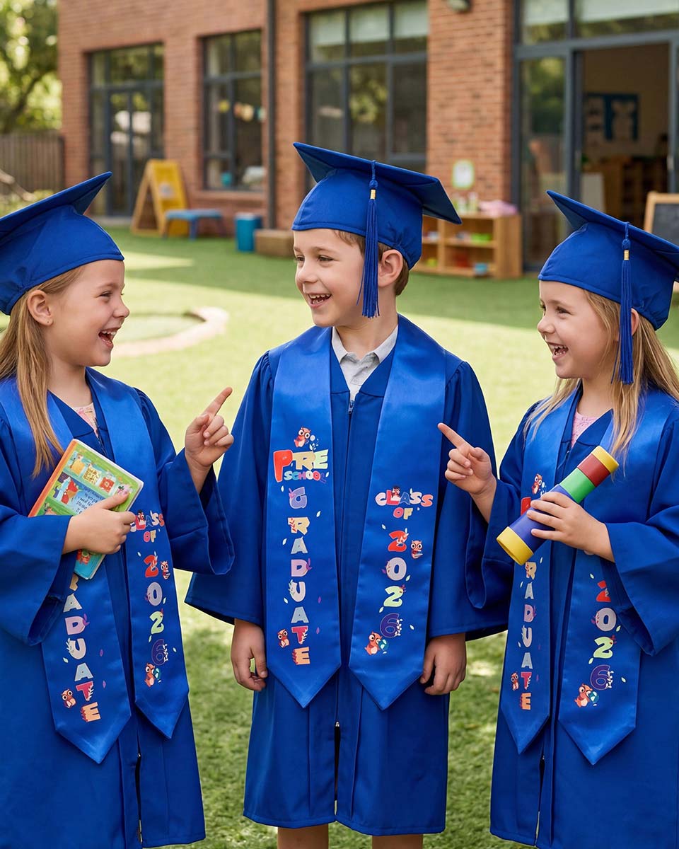 Class of 2026 Preschool Kindergarten Owl Printed Graduation Stole 50" Long - Various Colors & Styles Available