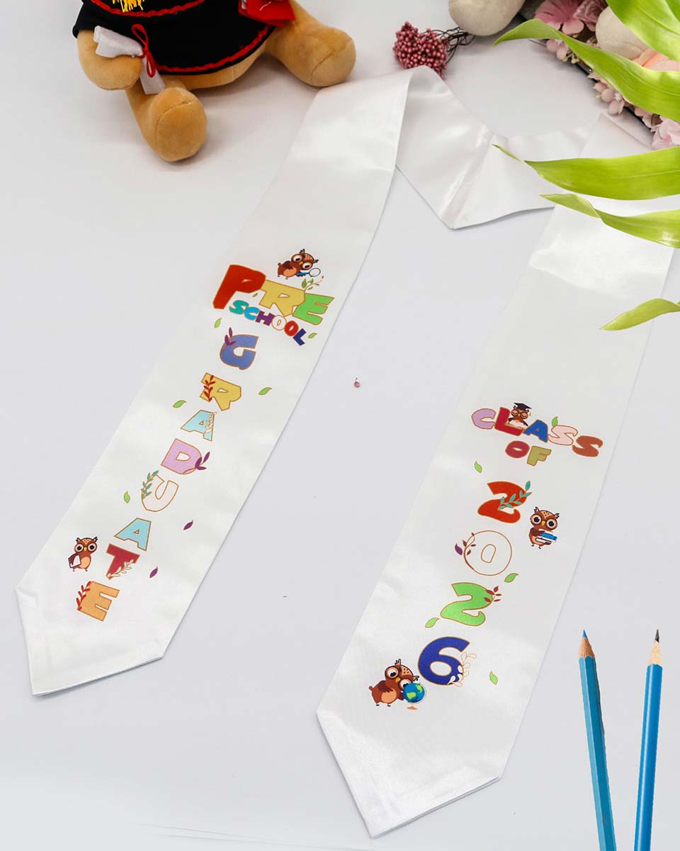 Class of 2026 Preschool Kindergarten Owl Printed Graduation Stole 50" Long - Various Colors & Styles Available