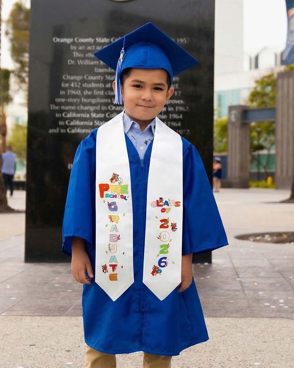 Class of 2026 Preschool Kindergarten Owl Printed Graduation Stole 50" Long - Various Colors & Styles Available