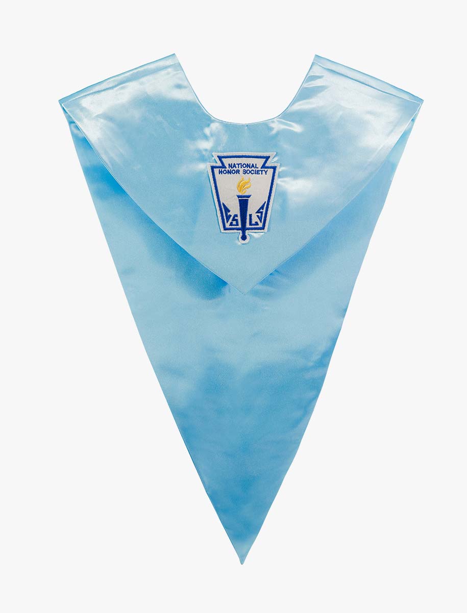Unisex Adult V-neck Graduation Stole With Embroidered NATIONAL HONOR SOCIETY Patch - 2 Colors Available