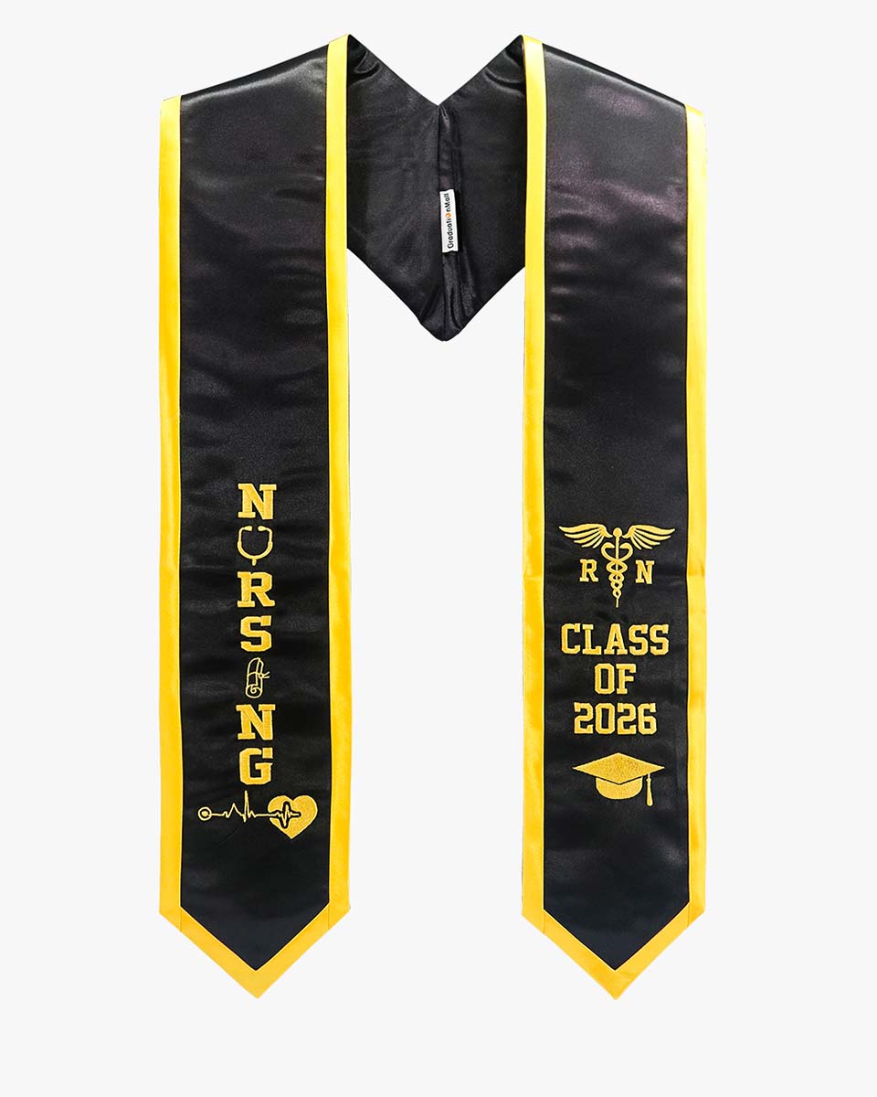 Class of 2026 Embroidered RN Nursing Graduation Stole with Medical Logo for Nurse - 2 Colors Available