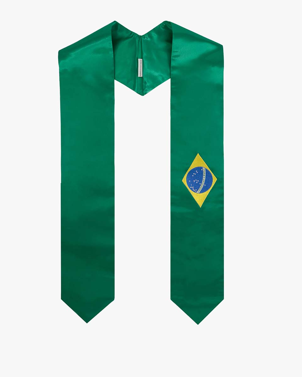 Brazil National Flag Graduation Stoles Embroidery Sashes for Study Aboard International Students