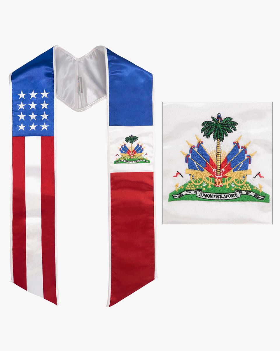 7 Mixed Flag Graduation Stoles Embroidery Sashes for Study Aboard Students