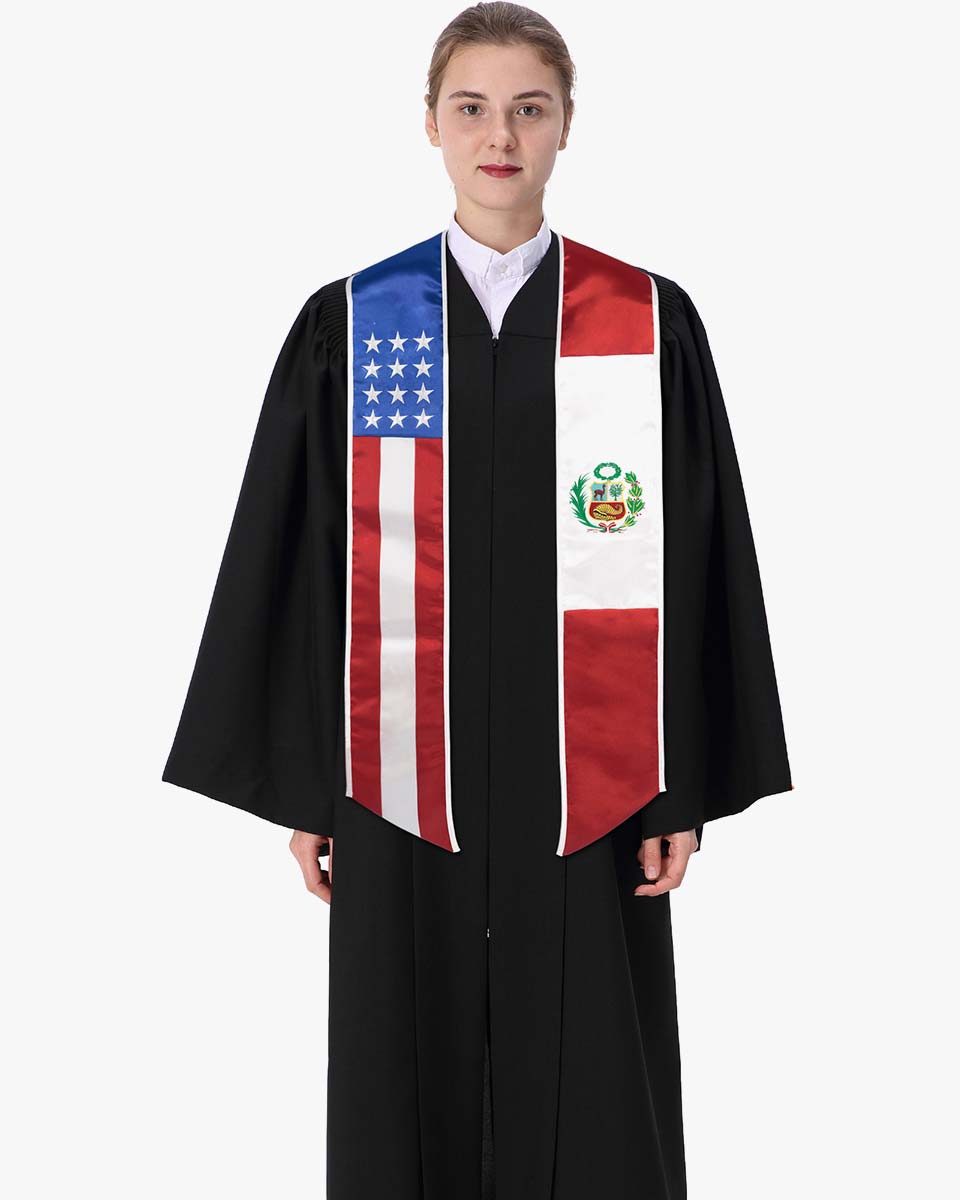 7 Mixed Flag Graduation Stoles Embroidery Sashes for Study Aboard Students