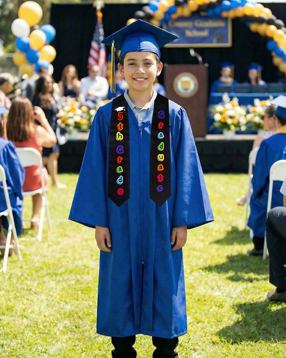 Printed Graduation Stole for 5th Grade Graduates - 3 Colors Available