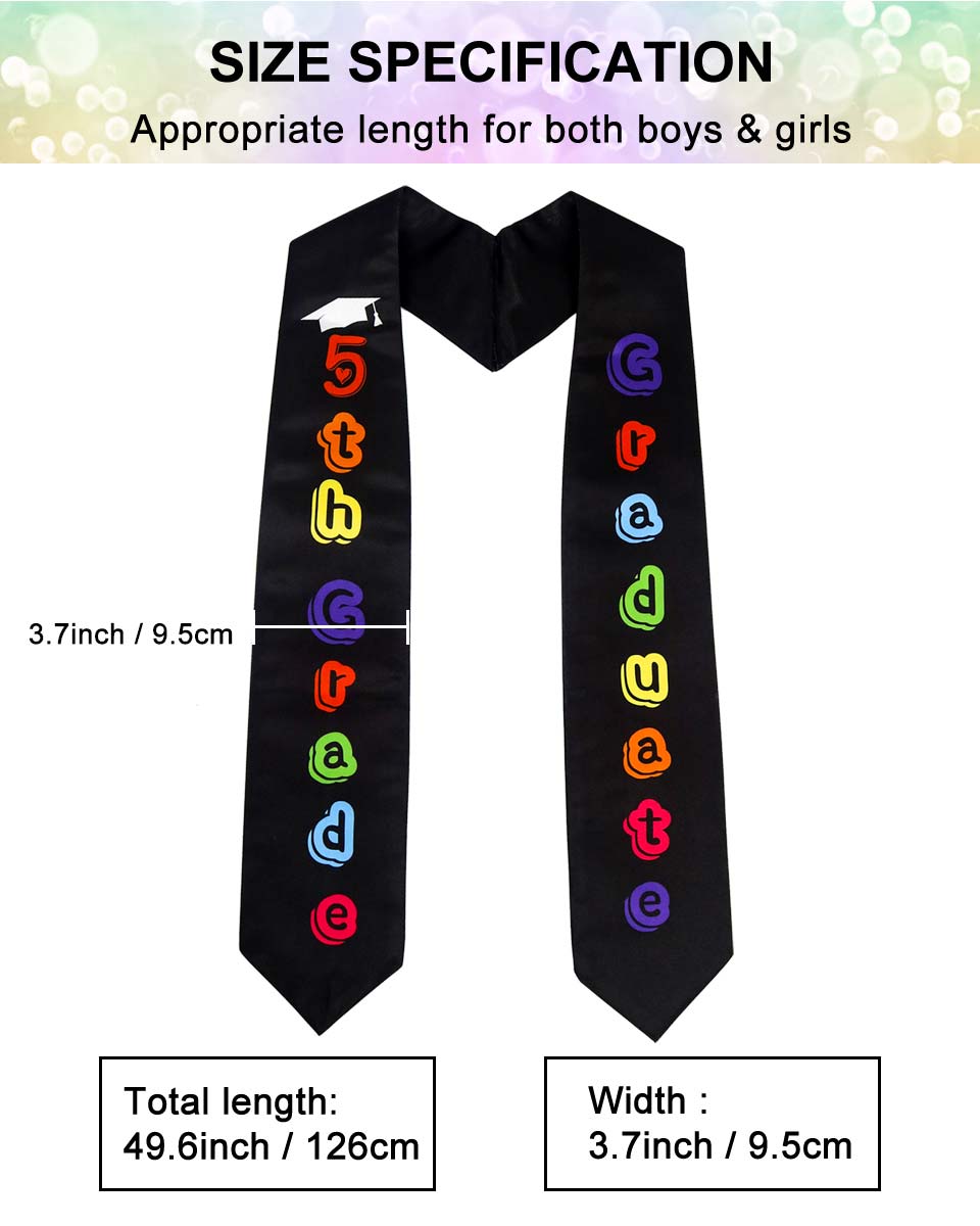 Printed Graduation Stole for 5th Grade Graduates - 3 Colors Available