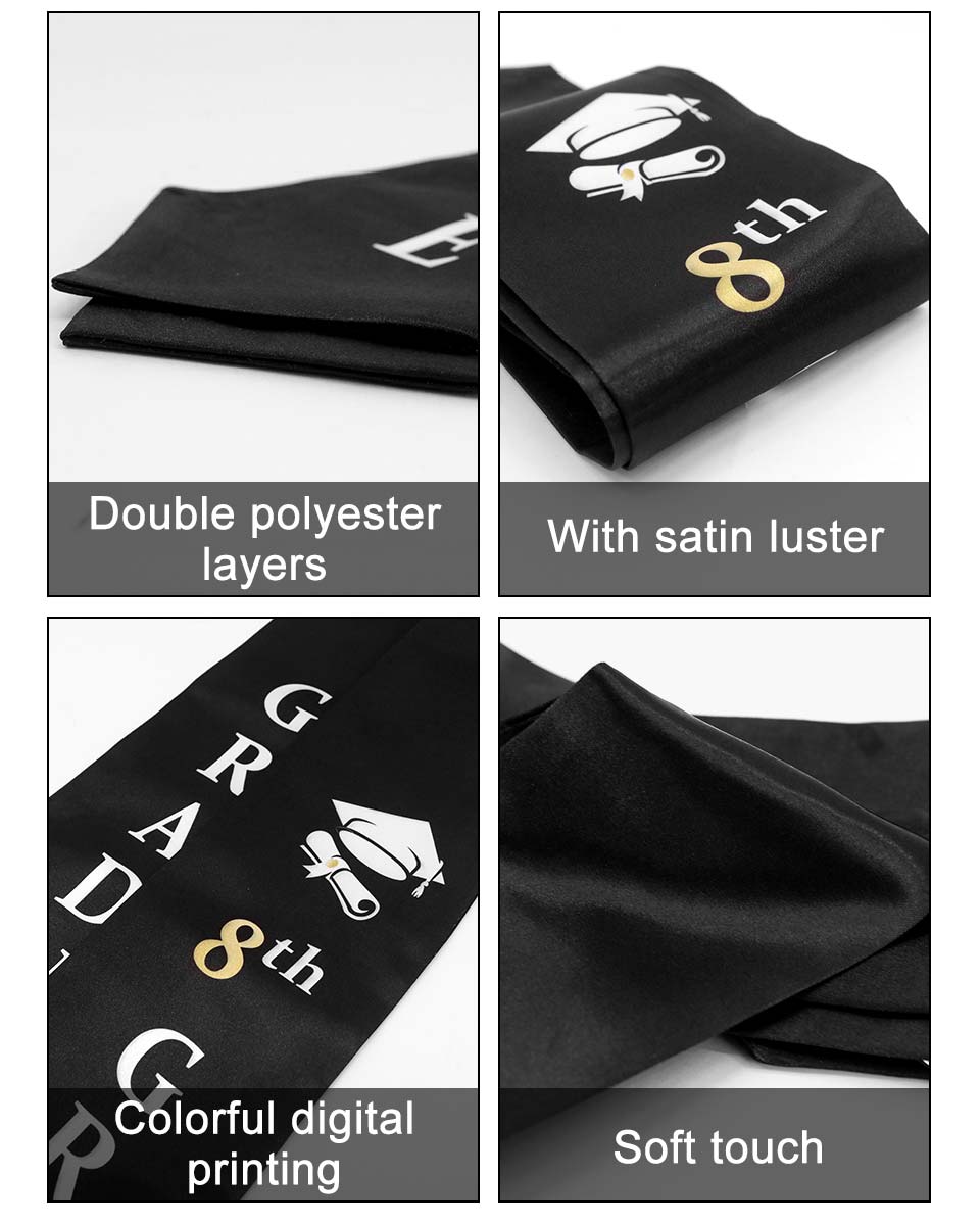 Printed Graduation Stole for 8th Grade Graduates - 3 Colors Available