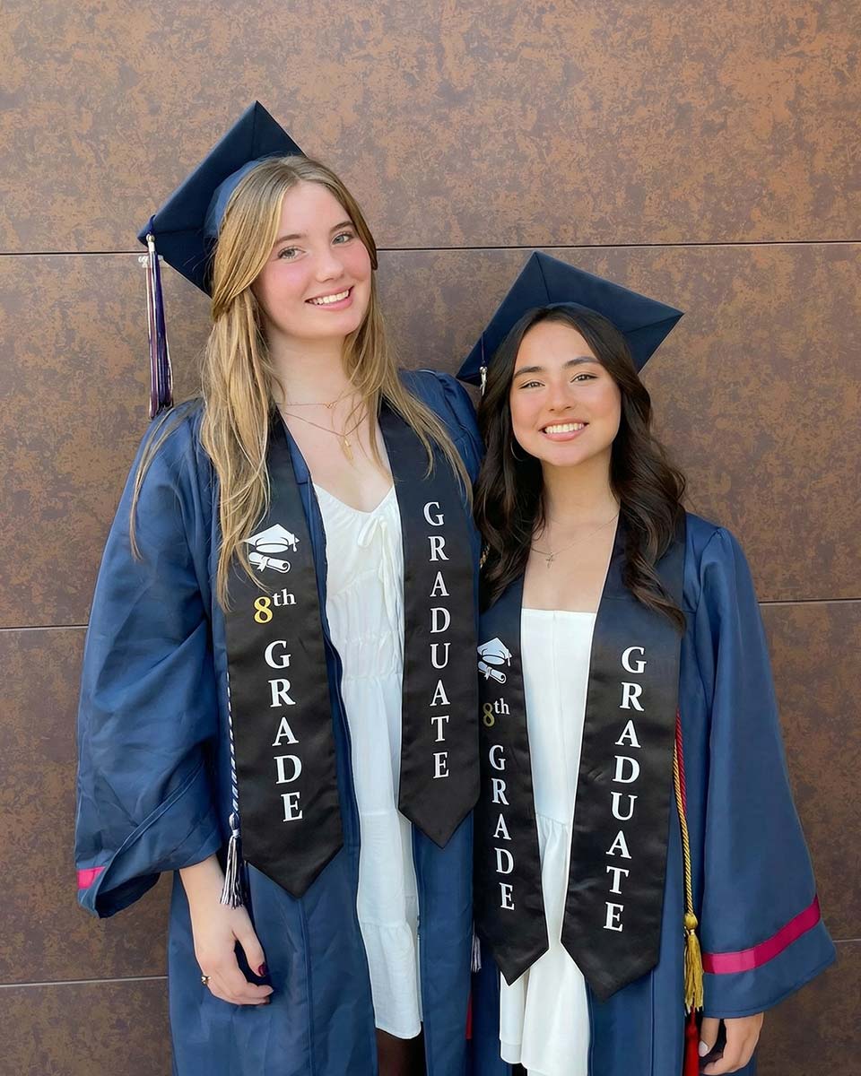 Printed Graduation Stole for 8th Grade Graduates - 3 Colors Available