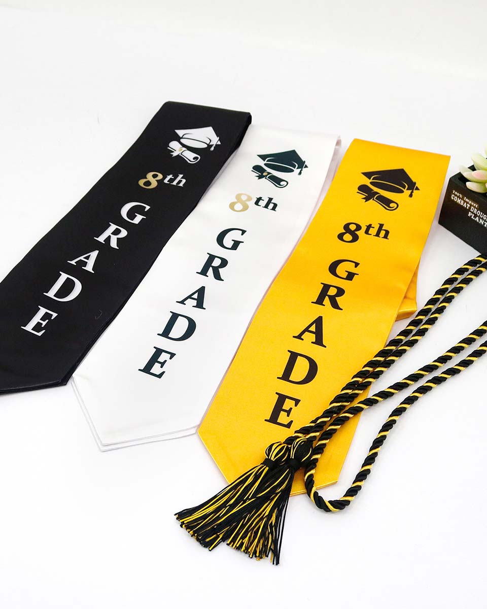 Printed Graduation Stole for 8th Grade Graduates - 3 Colors Available