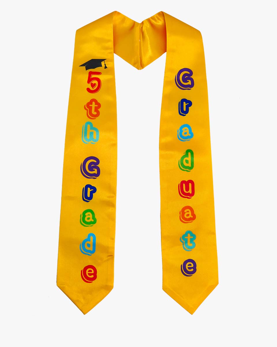 Printed Graduation Stole for 5th Grade Graduates - 3 Colors Available
