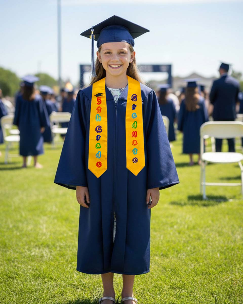 Printed Graduation Stole for 5th Grade Graduates - 3 Colors Available