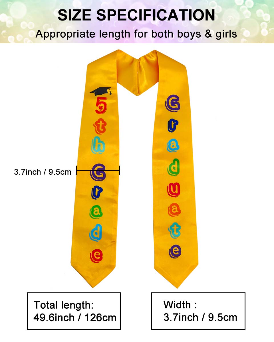 Printed Graduation Stole for 5th Grade Graduates - 3 Colors Available