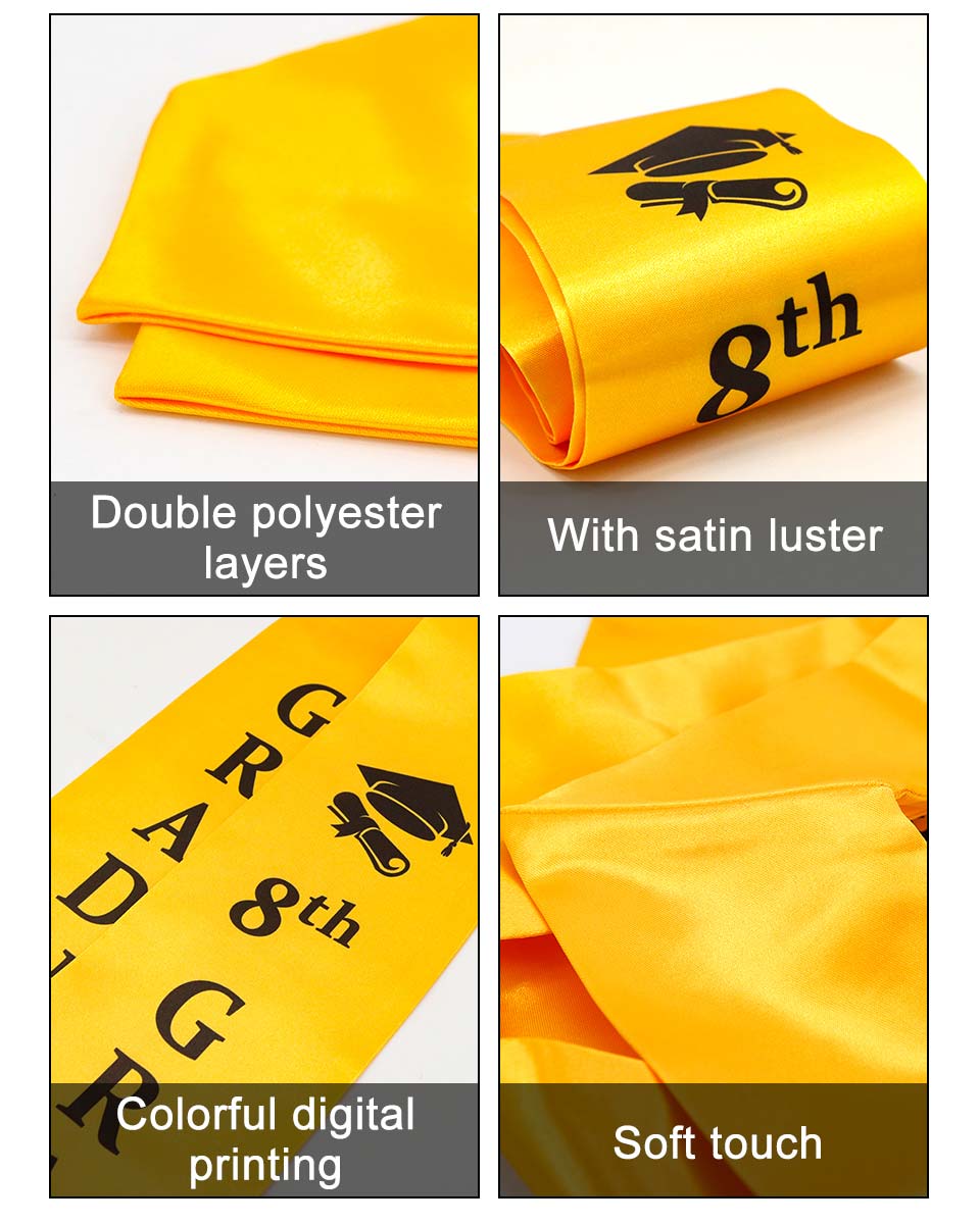 Printed Graduation Stole for 8th Grade Graduates - 3 Colors Available