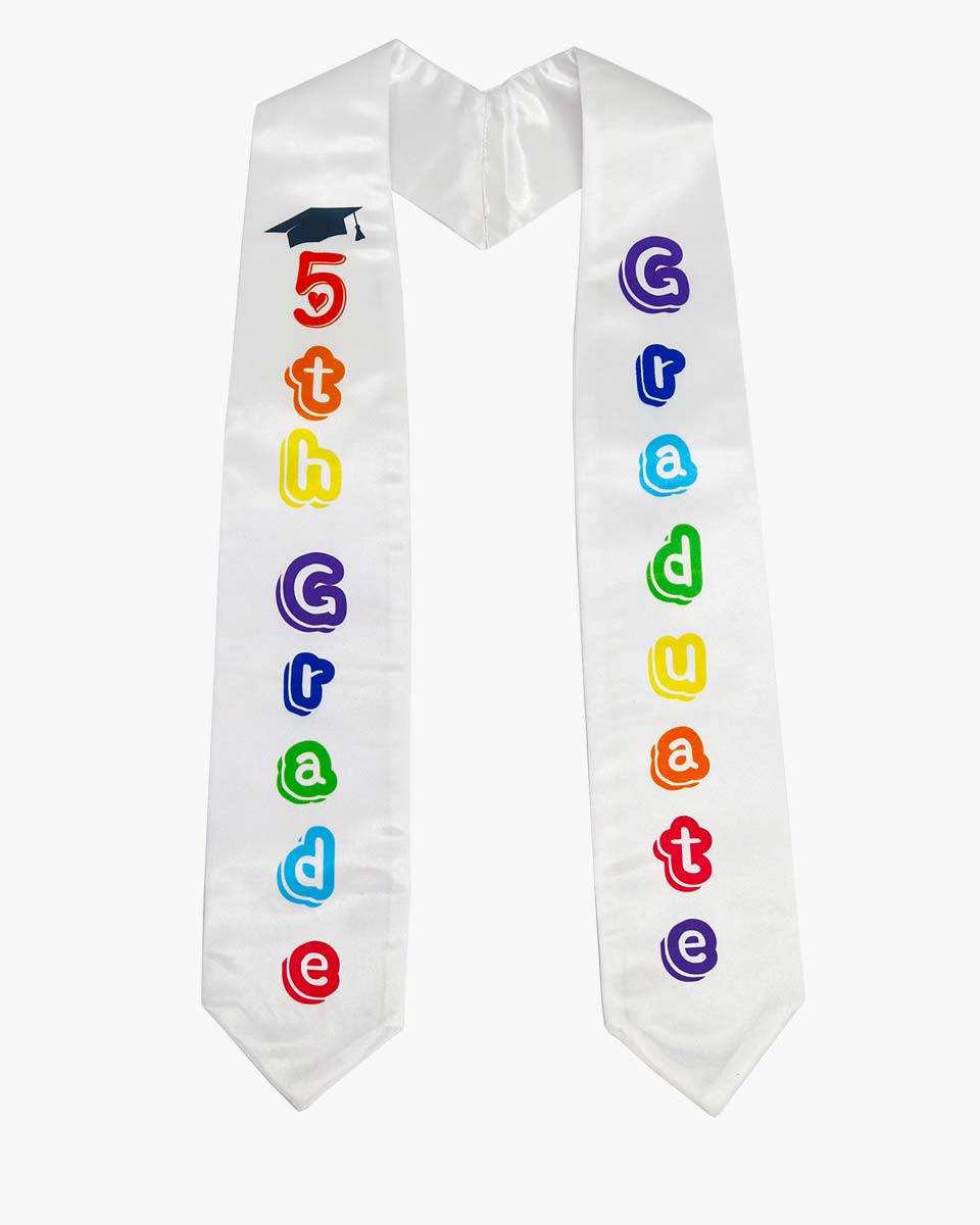Printed Graduation Stole for 5th Grade Graduates - 3 Colors Available