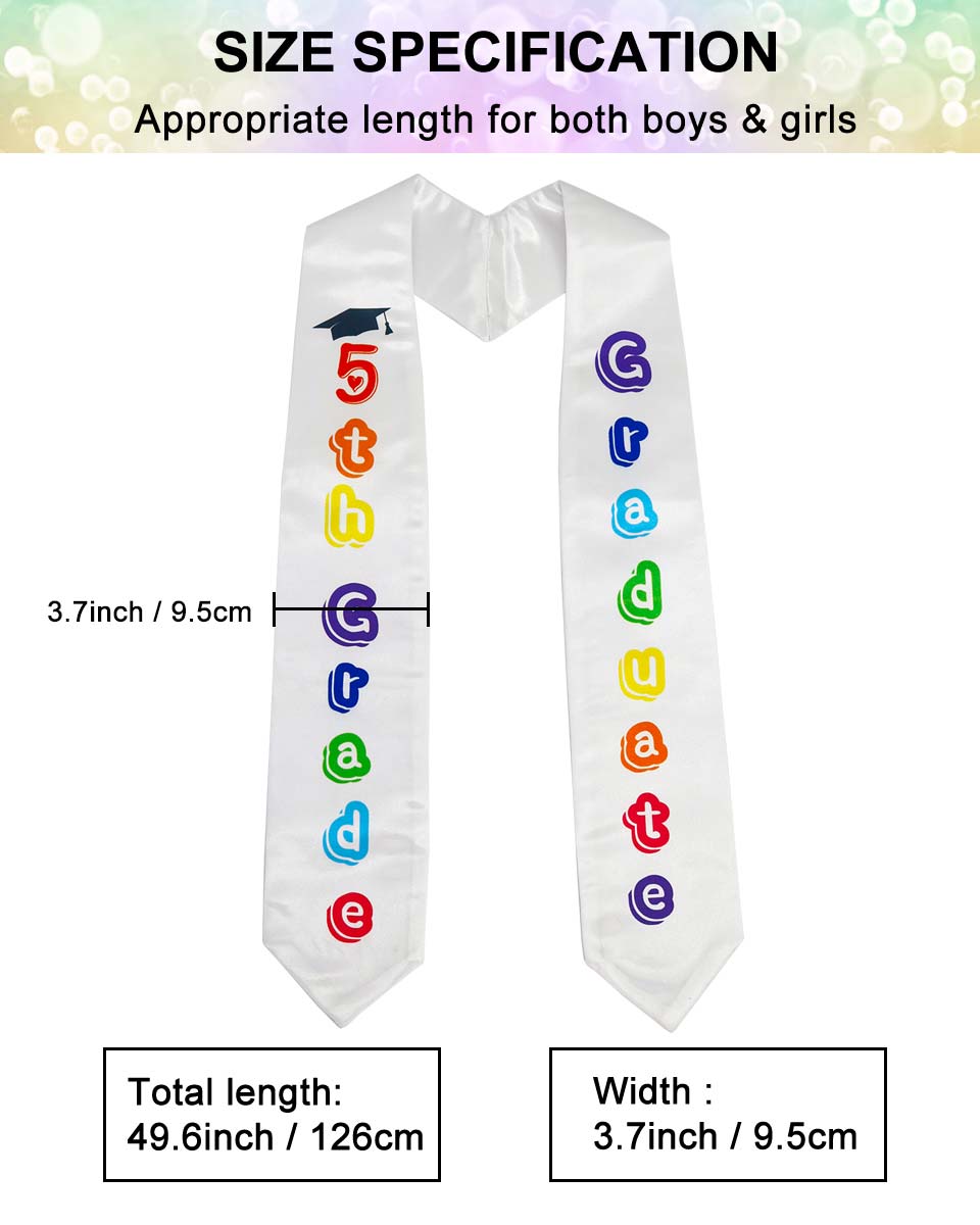 Printed Graduation Stole for 5th Grade Graduates - 3 Colors Available