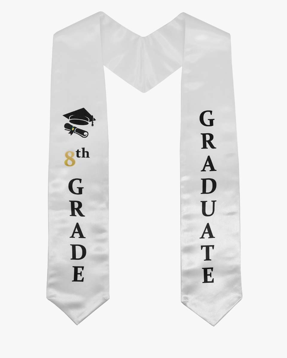Printed Graduation Stole for 8th Grade Graduates - 3 Colors Available