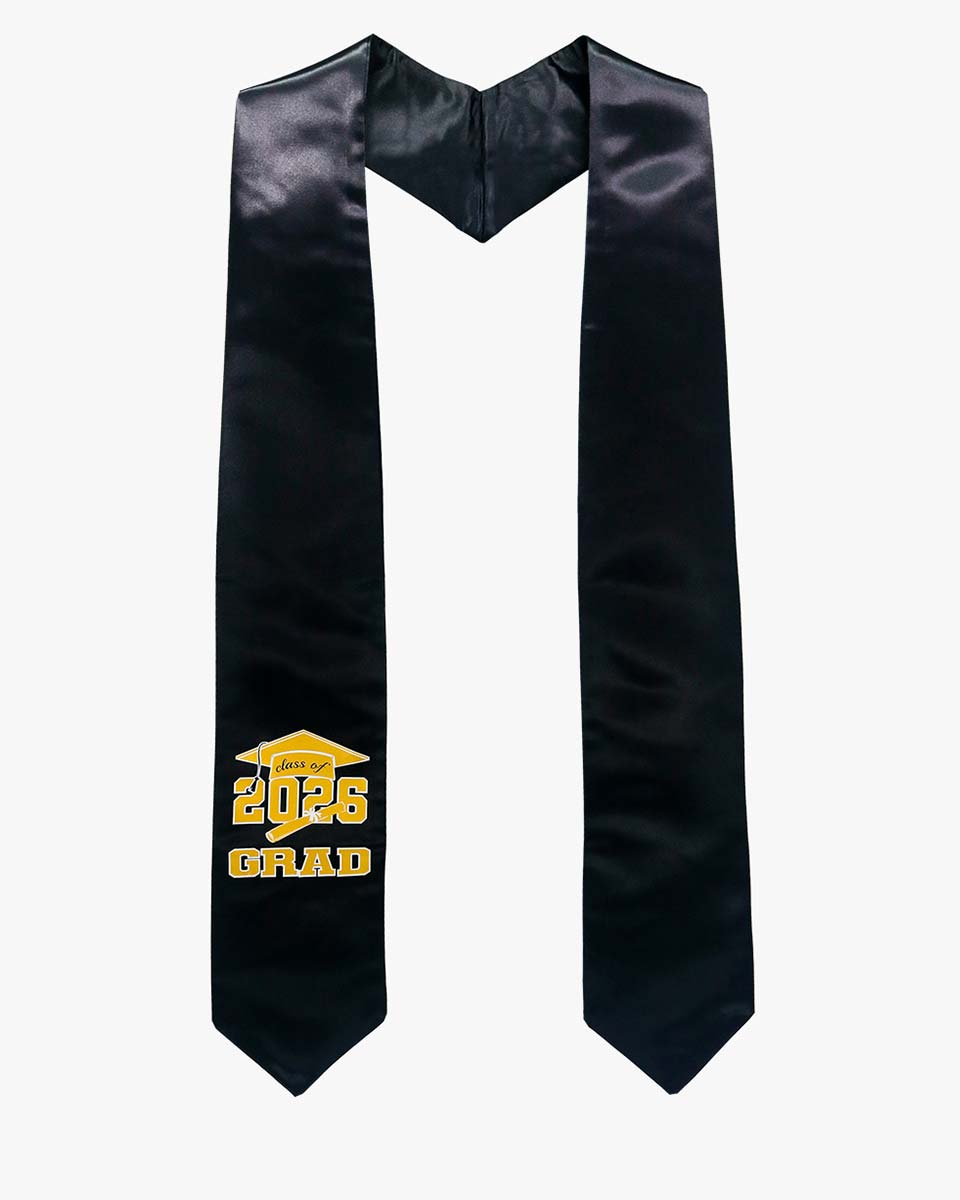 Class of 2026 Adults Imprinted Graduation Stoles with Classic End - 5 Colors Available