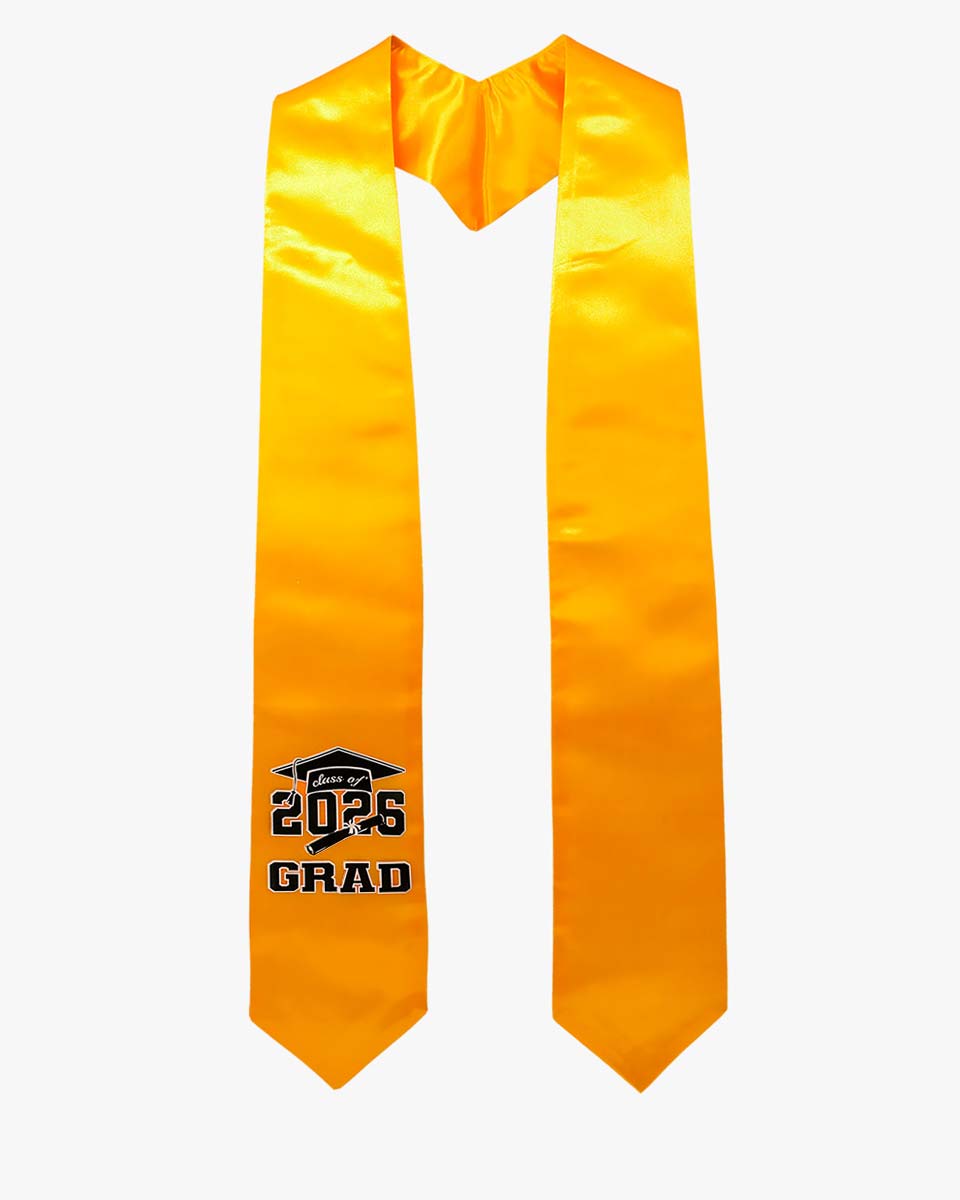 Class of 2026 Adults Imprinted Graduation Stoles with Classic End - 5 Colors Available