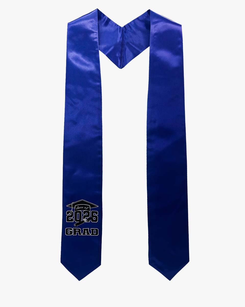 Class of 2026 Adults Imprinted Graduation Stoles with Classic End - 5 Colors Available