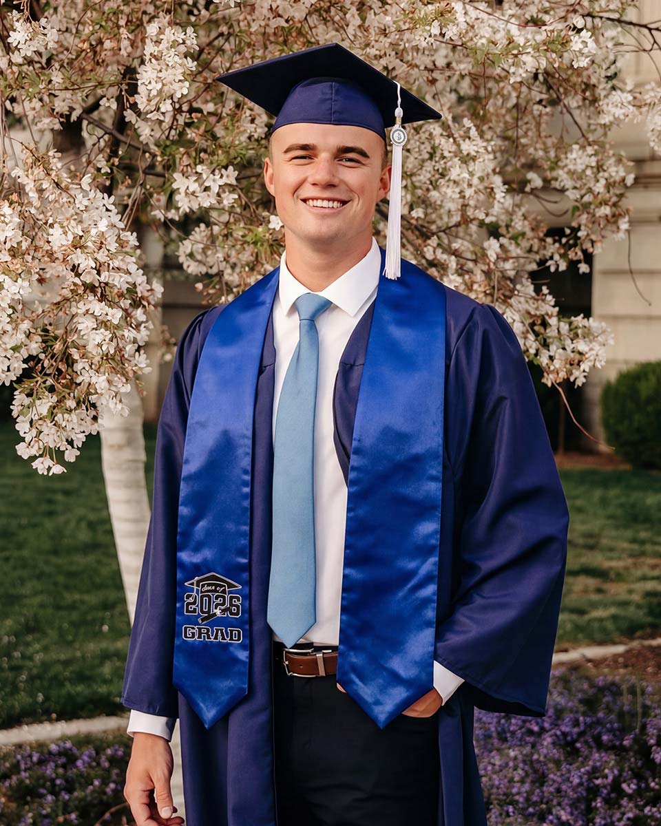 Class of 2026 Adults Imprinted Graduation Stoles with Classic End - 5 Colors Available