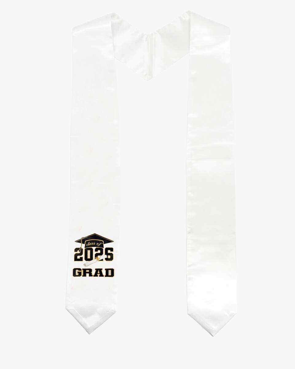 Class of 2026 Adults Imprinted Graduation Stoles with Classic End - 5 Colors Available