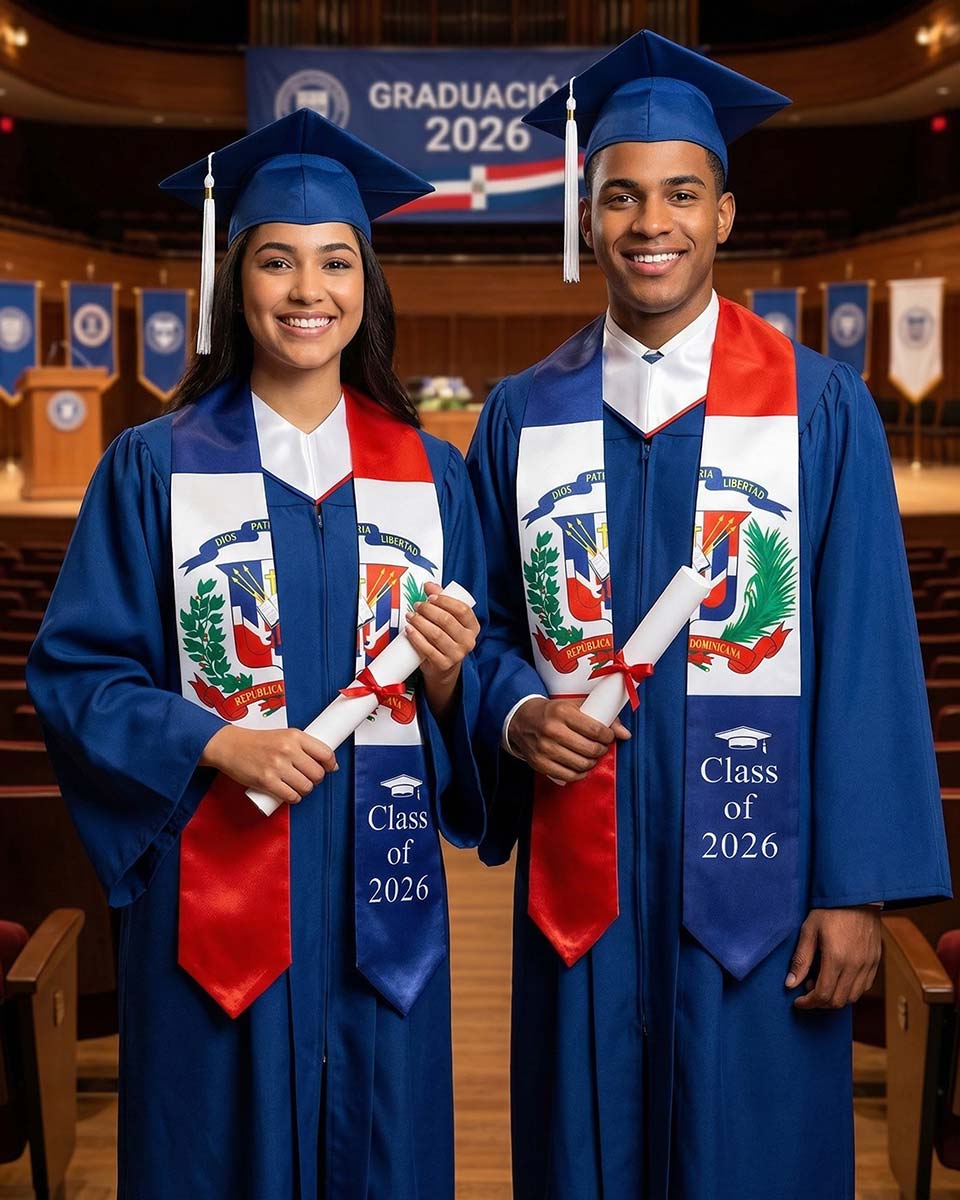 Class of 2026 Printed Flag Graduation Stole 72" - 8 Styles Available