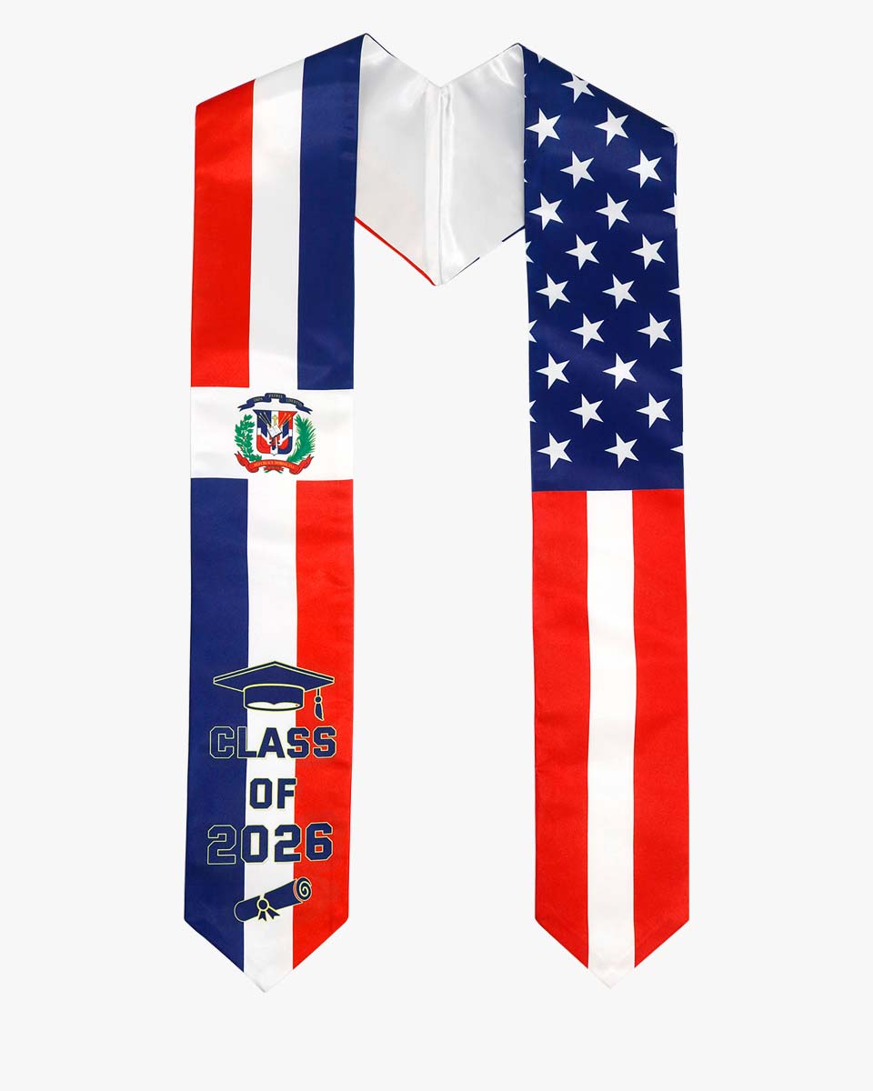 Class of 2026 Printed Flag Graduation Stole 72" - 8 Styles Available