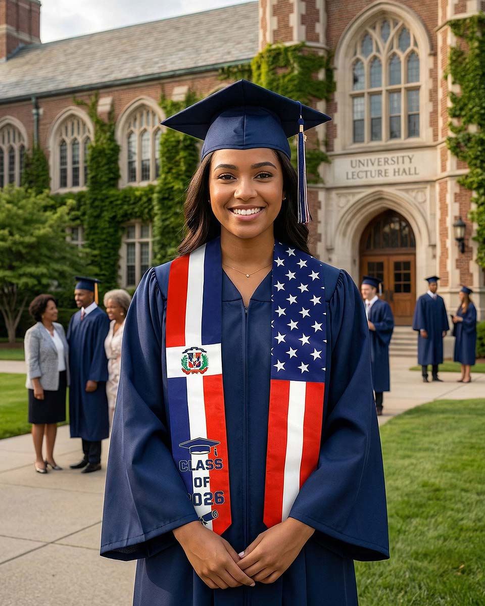 Class of 2026 Printed Flag Graduation Stole 72" - 8 Styles Available