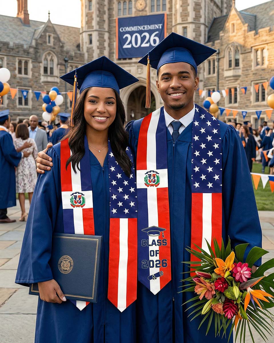 Class of 2026 Printed Flag Graduation Stole 72" - 8 Styles Available