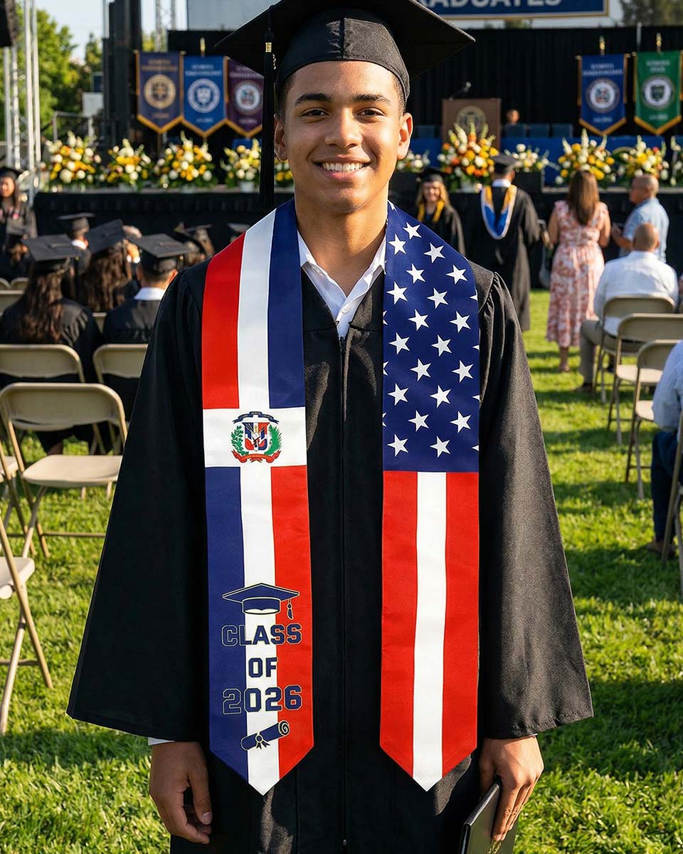 Class of 2026 Printed Flag Graduation Stole 72" - 8 Styles Available