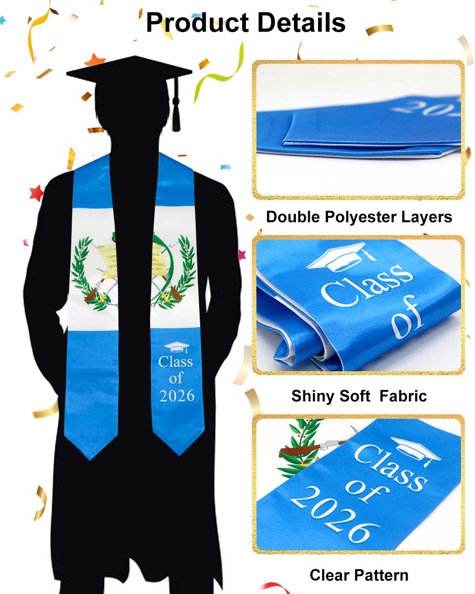 Class of 2026 Printed Flag Graduation Stole 72" - 8 Styles Available