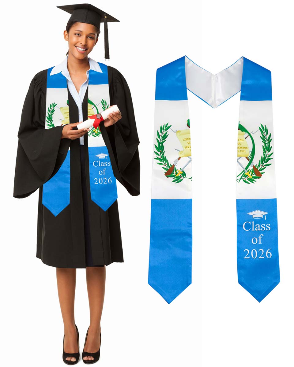 Class of 2026 Printed Flag Graduation Stole 72" - 8 Styles Available