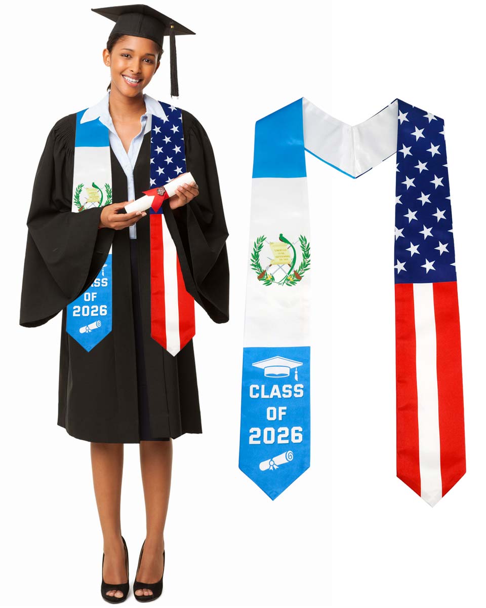 Class of 2026 Printed Flag Graduation Stole 72" - 8 Styles Available