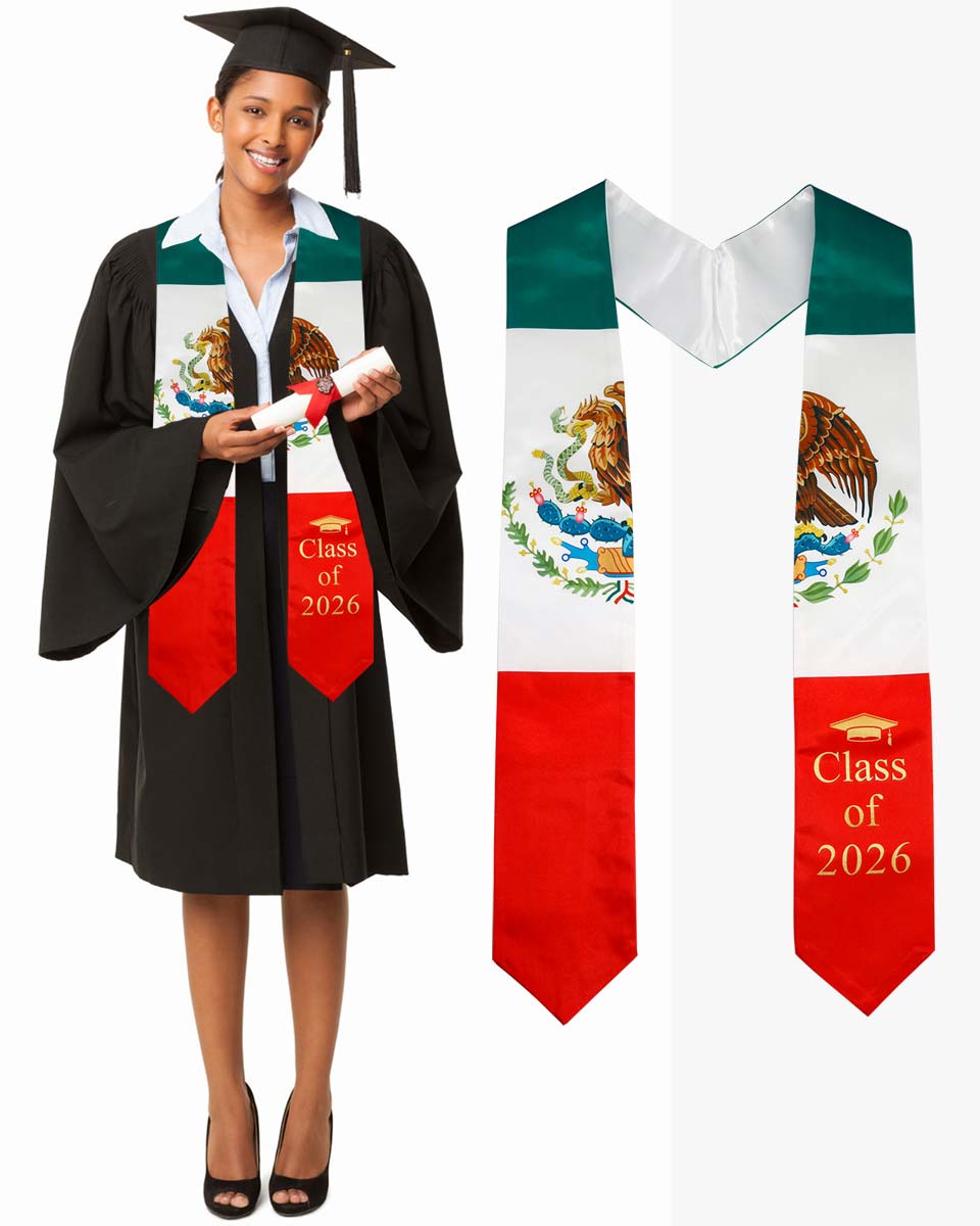 Class of 2026 Printed Flag Graduation Stole 72" - 8 Styles Available